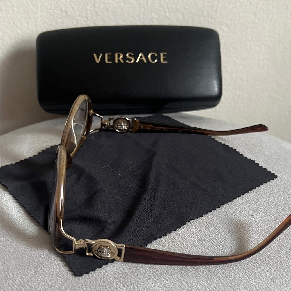 Versace Women's Brown and Gold Designer Eyeglasses - Picture 2 of 4
